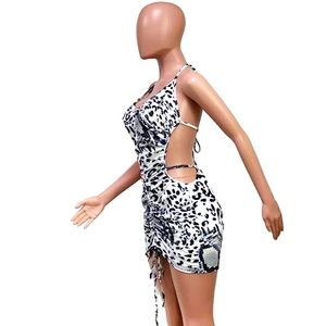 Animal print white and black bodycon dress